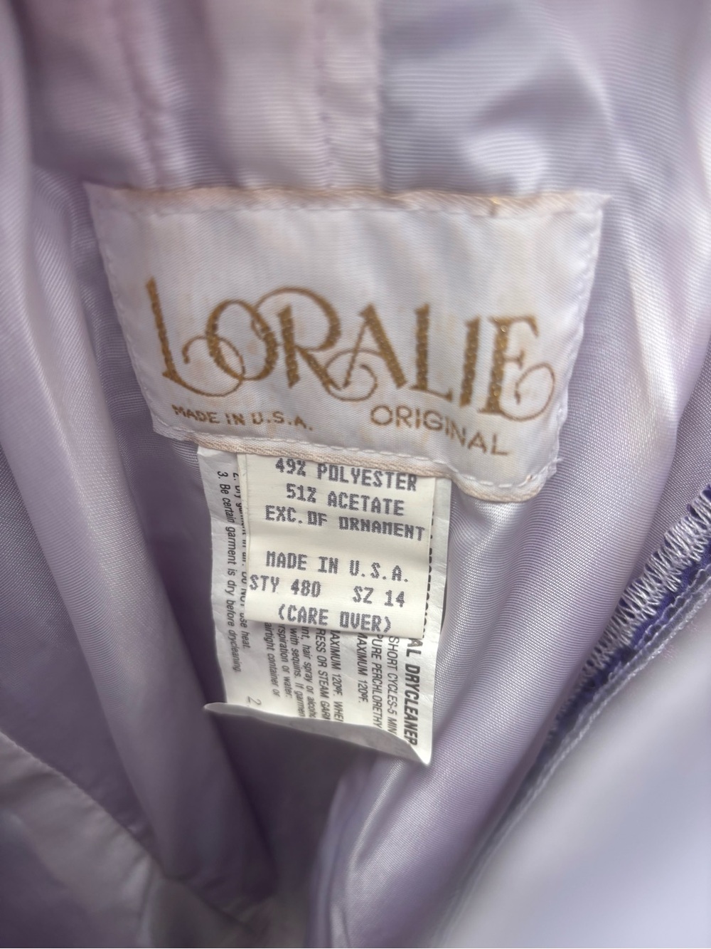 Vintage 80s Loralie Purple Sequin White Taffeta Prom Dress Gown - Size 14 - Picture 8 of 10